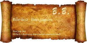 Böröcz Benjámin névjegykártya